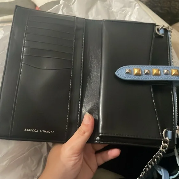 NWOT Rebecca Minkoff Multi Studded Wallet With Chain Strap - Blue - Picture 7 of 9
